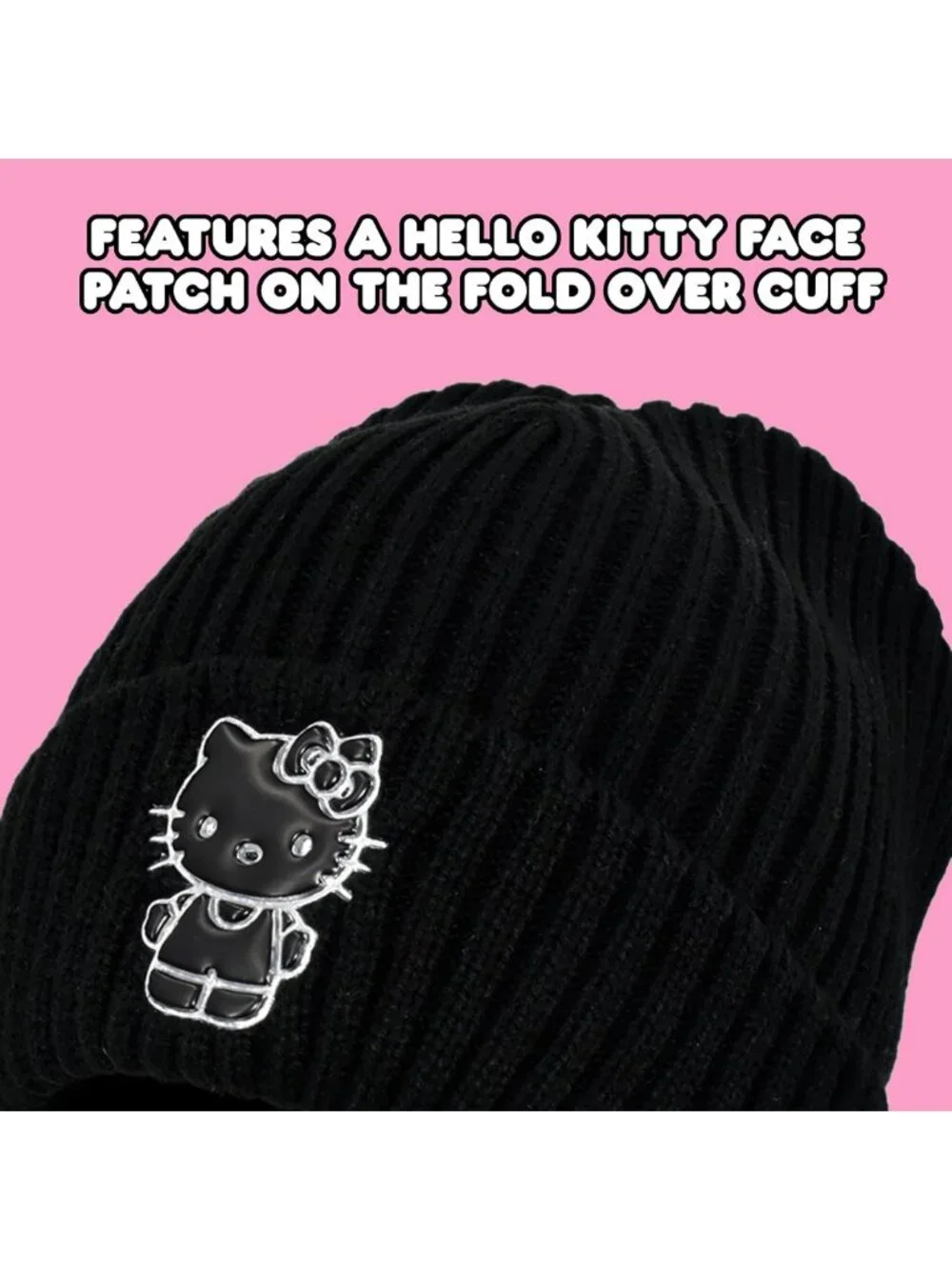 Cozy Black Acrylic Cuffed Beanie Hat for Women - Winter Knit Cap, One Size